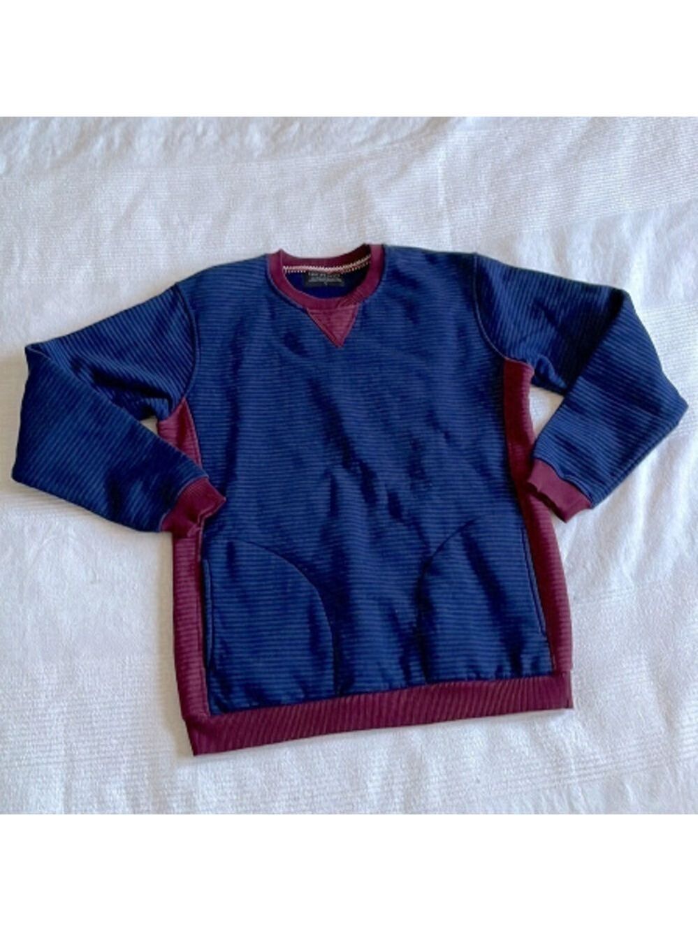 Philipp Plein Crewneck Sweatshirt Navy Blue Maroon Striped Size Medium